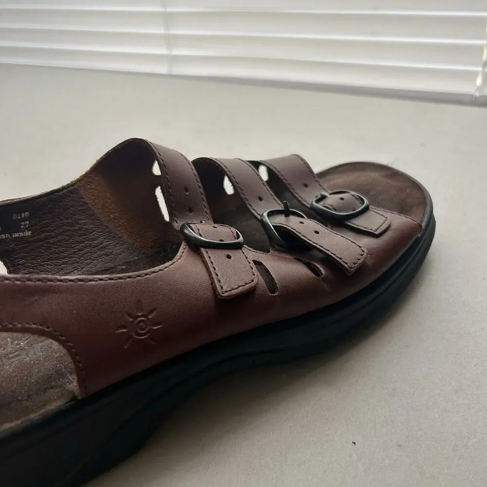 CLARKS Springers Dk BROWN Strappy Leather Low Heel Sandals - 7.5 M - Picture 8 of 11